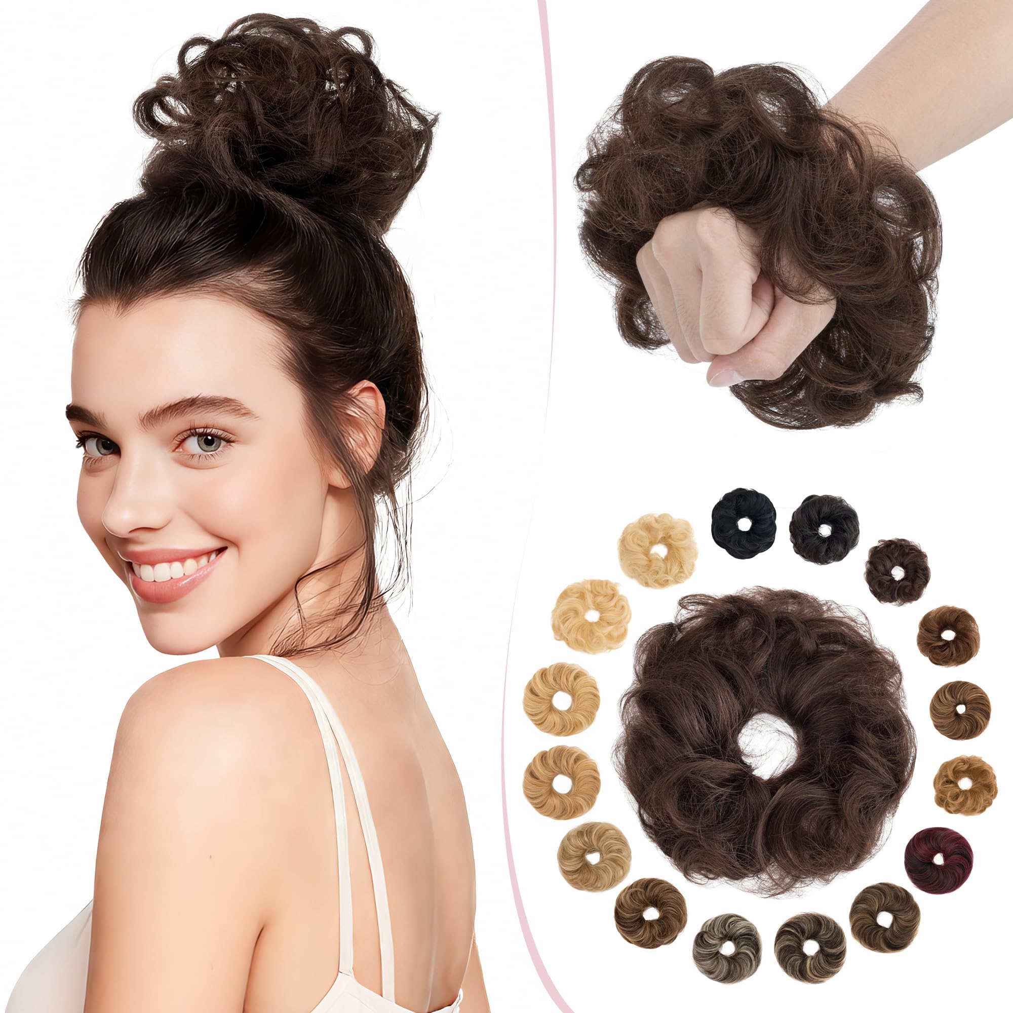 SEGO Pro Haarteil Mit Gummiband Echthaar Dutt Haarteil Echthaar Haargummi Mit Haaren Glatt Hair Messy Bun Hochsteckfrisuren Haarverlängerung für Damen Mädchen