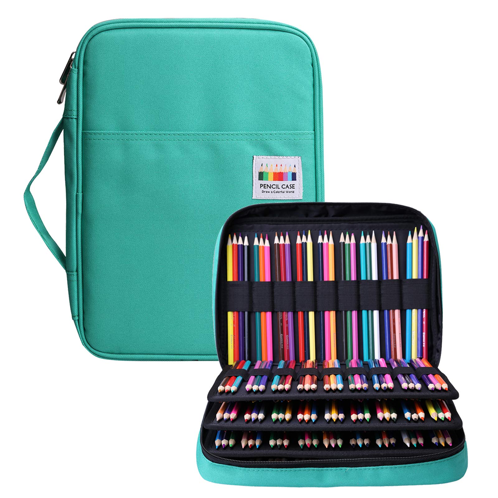 BOMKEE Coloring Pencil Case 220 Slots Pencils/Gel Pens Organizer Waterproof Travel Case Zipper Carrying Portable Pencil Markers Pen Holder Bag for Painter Writers