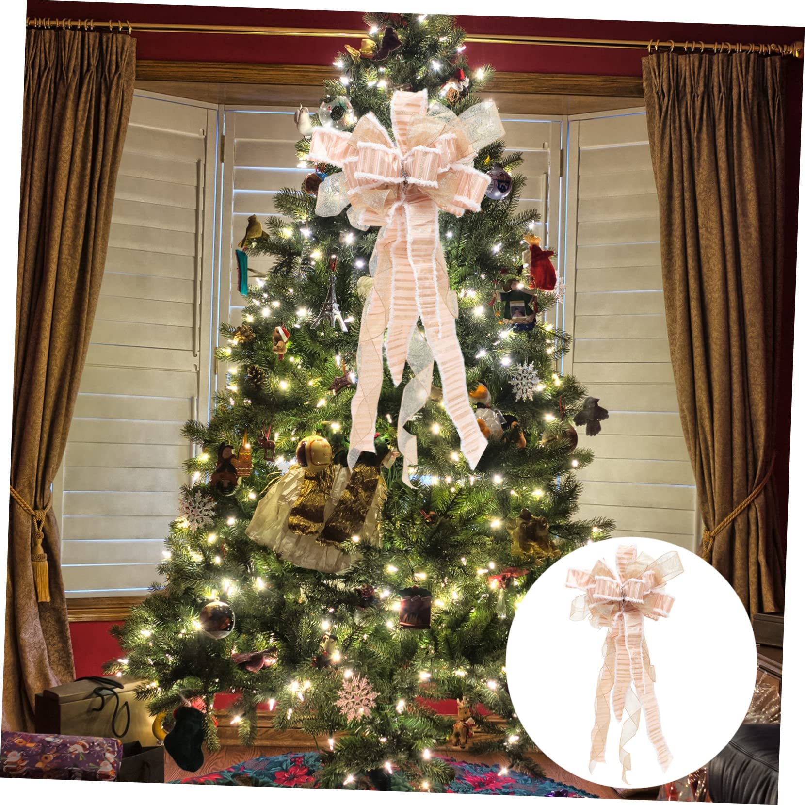 PRETYZOOM 3 Piezas de la Superior del árbol de Navidad de Navidad Lazos para Envolver Decoraciones navideñas Christmas Tree Decorations Guirnalda Grandes