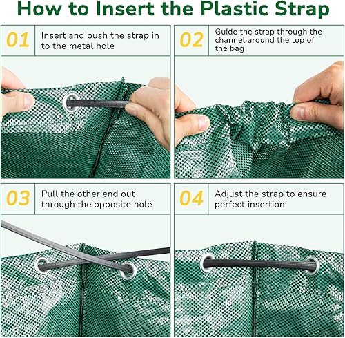 Miniatura 7 de GreatBuddy Bolsa de basura reutilizable de 132 galones, resistente, verticales con 4 asas reforzadas para hojas de jardín y recolección de residuos,