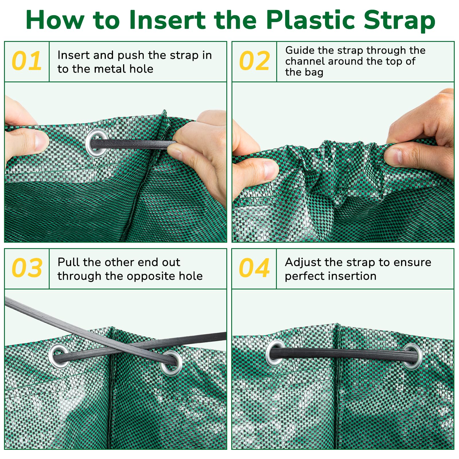 GreatBuddy Bolsa de basura reutilizable de 132 galones, resistente, bolsas verticales para césped con 4 asas reforzadas para recoger hojas de jardín y residuos, ligera