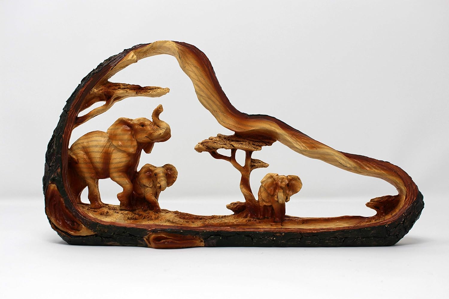 Eye catching Free Standing Graceful Elephant with Family Decorative Ornament, Wood-coloured, 16cm (H) x 31cm (W) - Image 5