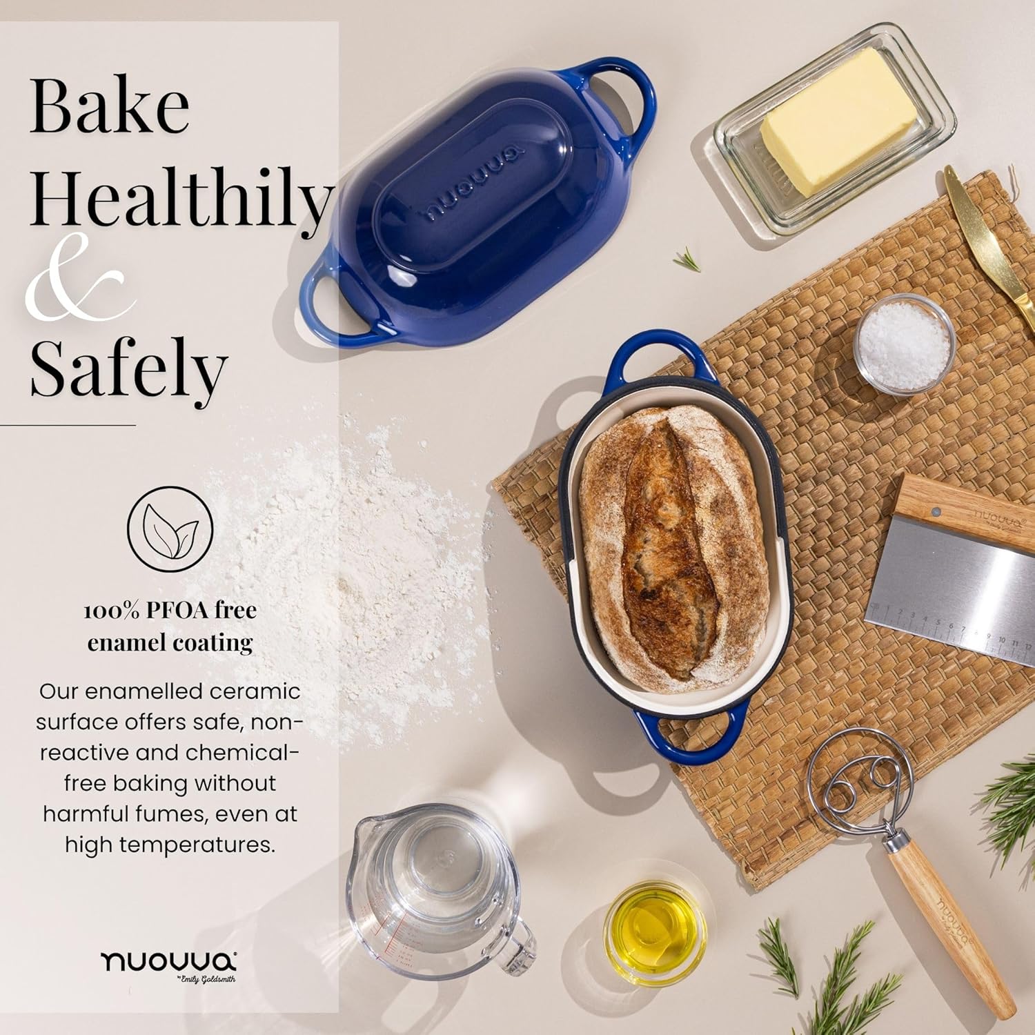 Dutch Oven For Sourdough Bread Baking – Enamelled Cast Iron Bread Loaf Pot – Oven Safe Non Stick Bread Pot – Rectangular, Dark Blue, 24cm x 16cm – by Nuovva - Image 7