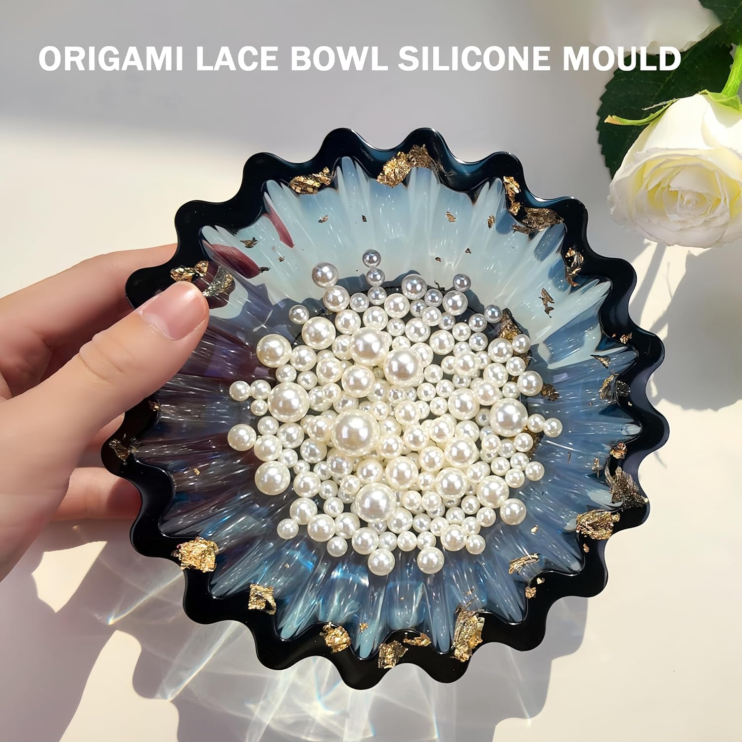 Resin Molds for Bowl, 5.24 x 1.65 inches Flower Tray Silicone Molds for Resin, Epoxy Resin Molds for DIY Jewelry Holder Trinket Container Box Candle Holder