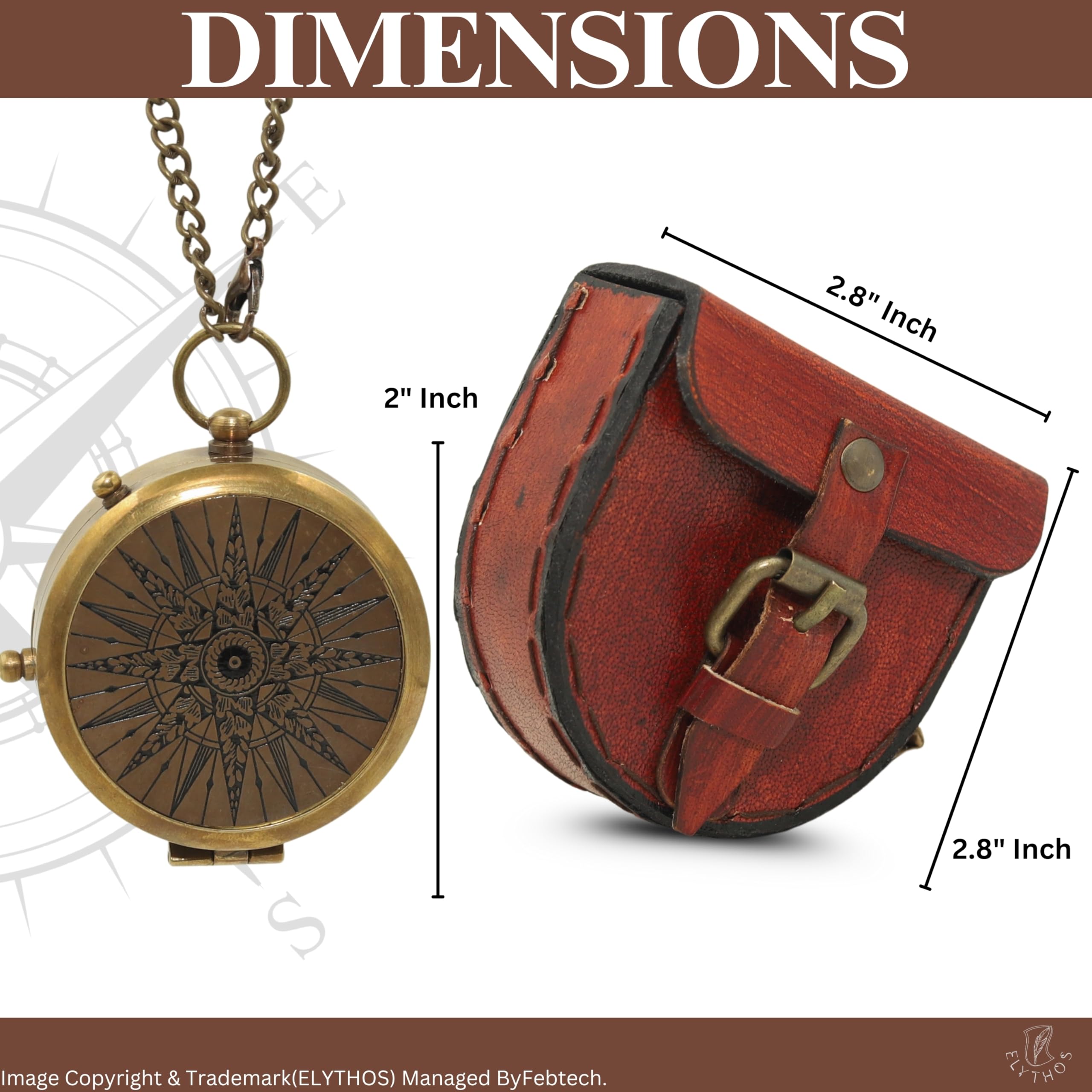 Brújula de latón antiguo con funda de cuero Trust in The Lord Compass - Pastor, bautizo, confirmación, primera comunión, aniversario, regalo de jubilación para adolescentes, hijos, hombres, esposos