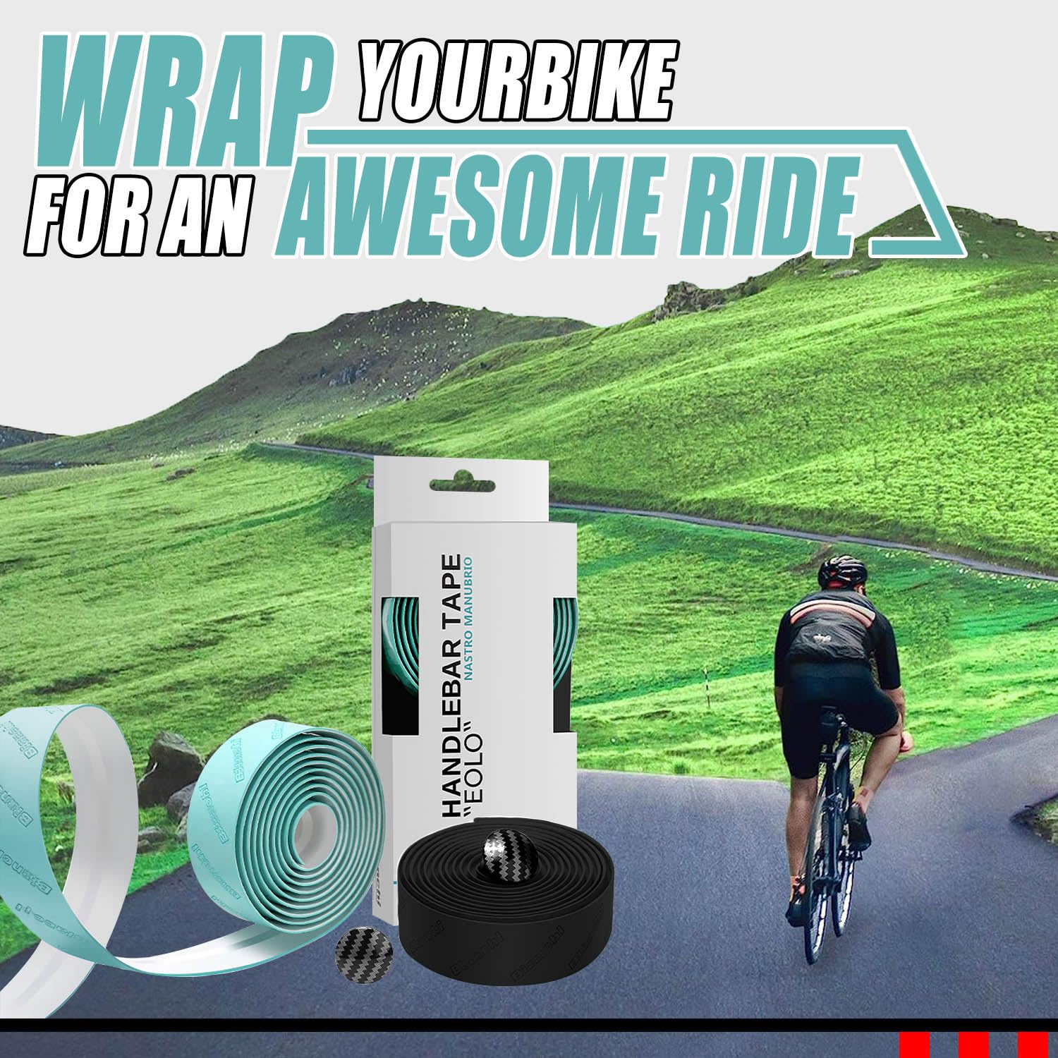 2 Pezzi, Nastro manubrio, Nastro manubrio bici corsa, MTB Nastri Ammortizzante bici, per tappi e strisce adesive inclusi - Resistente all'usura, Anti-Sudore, antiscivolo e facile da montare