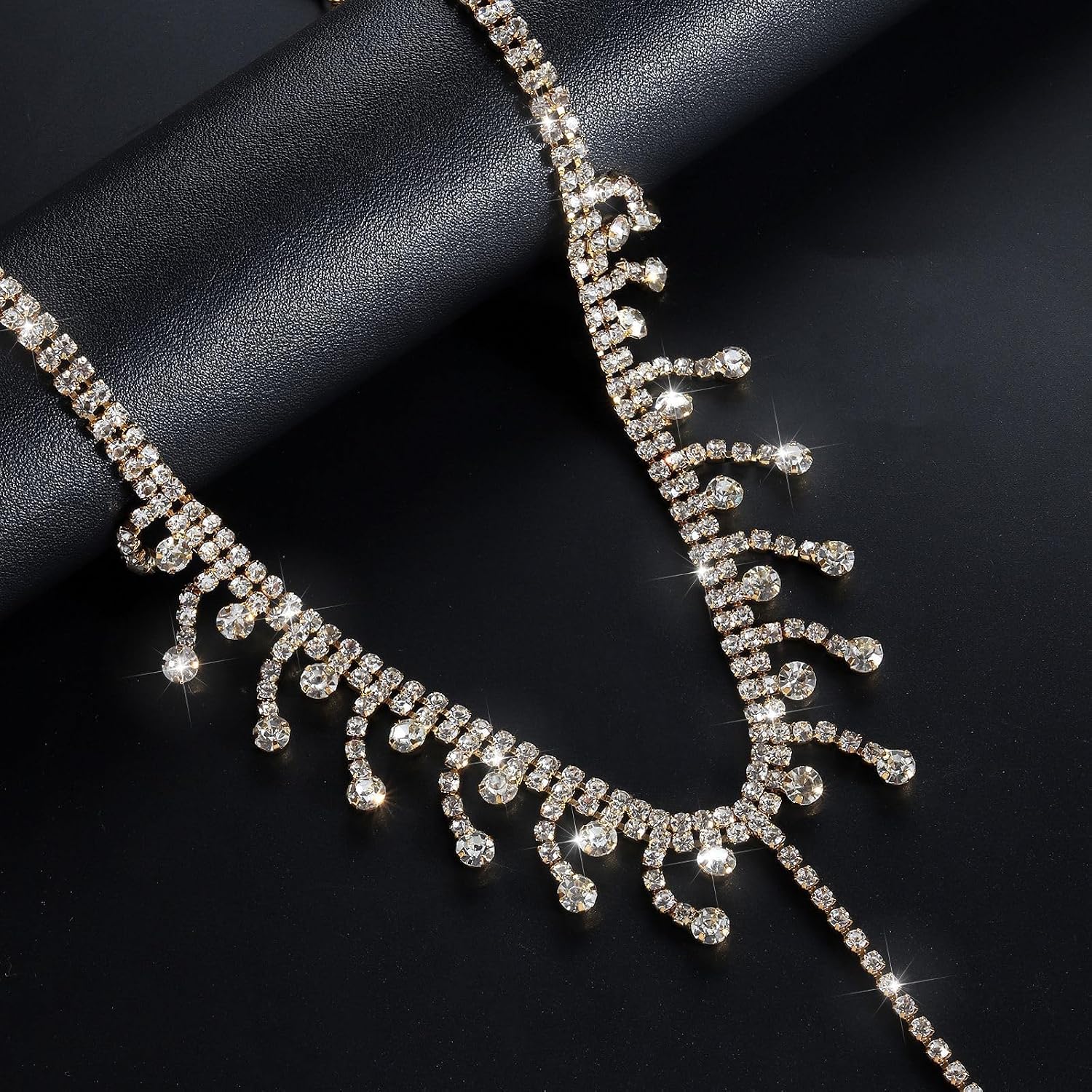 Sexy Bra Nipple Chain Rhinestone Charm Tassel Choker Necklace for Women Non Piercing Adjustable Noose Fake Nipple Ring Nightclub Bikini Festival Rave Party Lingerie Chest Fashion Body Jewelry