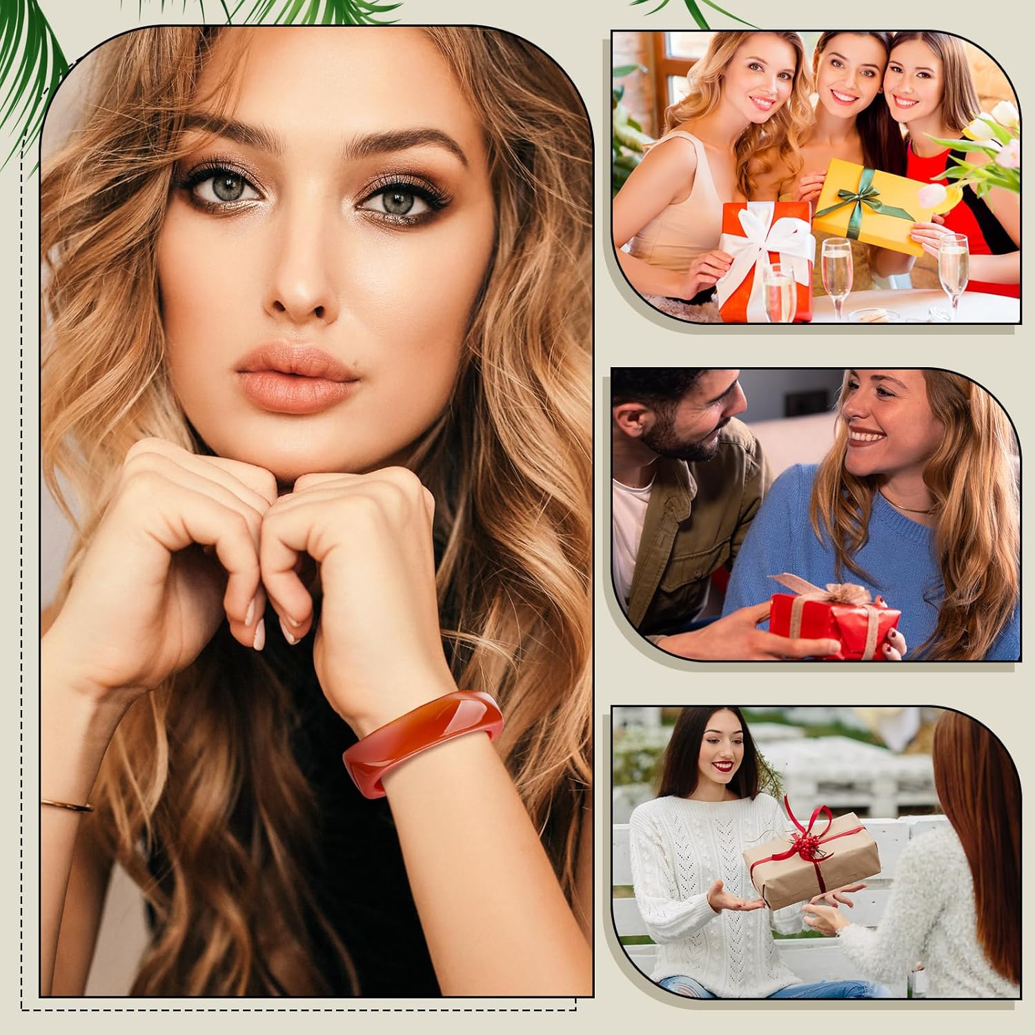 Quelay 6 Pcs Acrylic Resin Bangle Bracelet for Women Vintage Wide Geometric Colorful Bracelets Punk Wristband Jewelry - Image 4