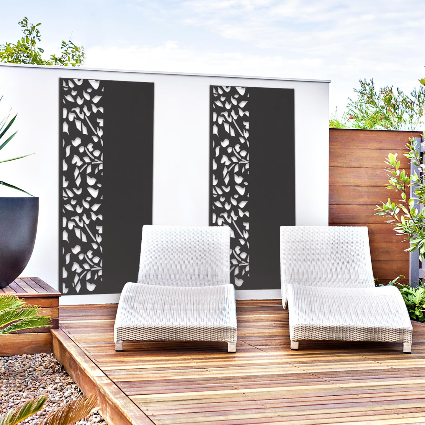 IDMarket - Dekoratives Universalpaneel 150 x 50 cm Flower grau halb durchbrochen an der Seite