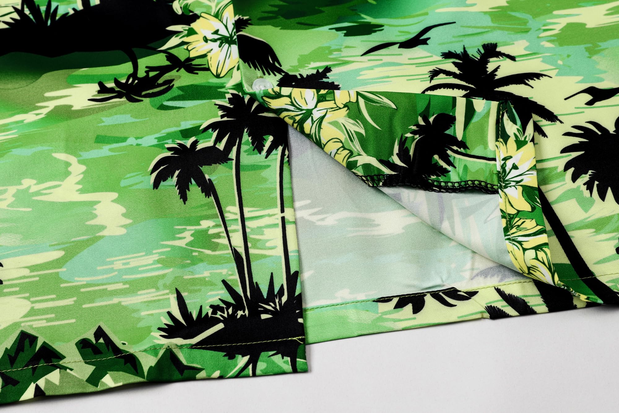 Cromoncent Camicia hawaiana per ragazzo e uomo, a maniche corte, colletto cubano, tropicale, estate, spiaggia, Verde hawaiano, 4XL