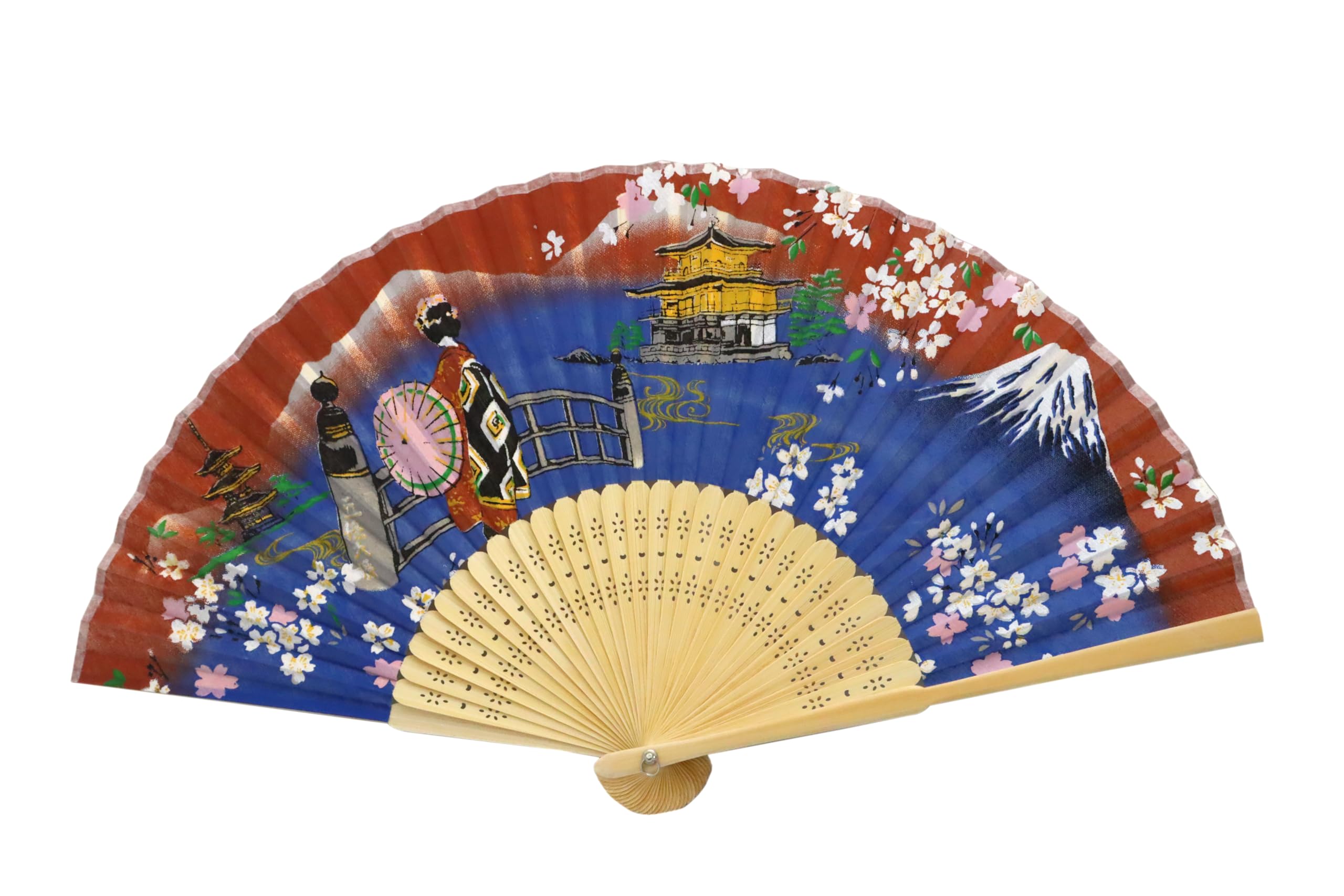 Japanese Paper Sensu Folding Fan Maiko Geisha Design 8.3in Souvenir Japan