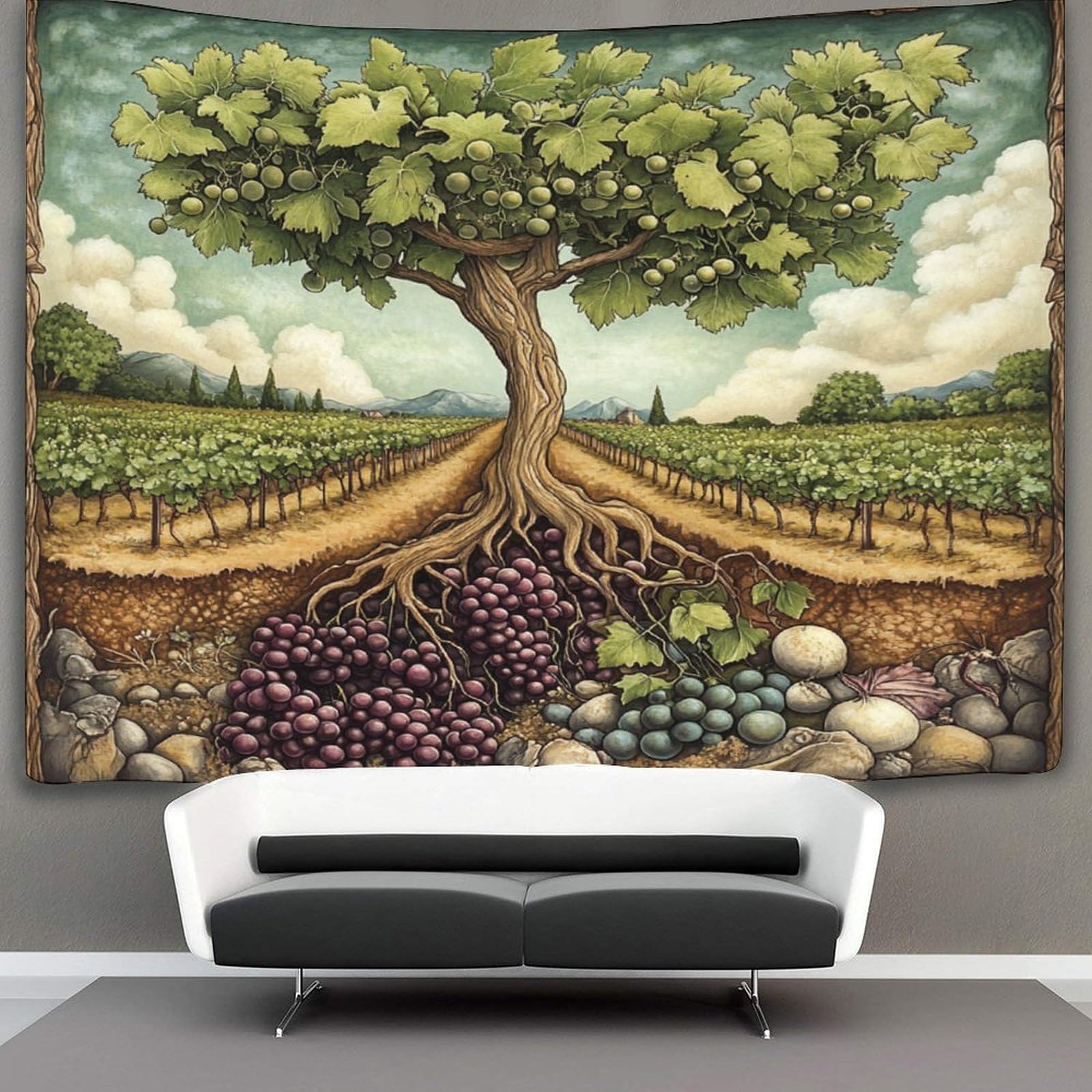 kaiyun l Compost for Growing Grapes Tapestry Vineyard Wall Hanging Bedroom Home Decor 70cmx100cm