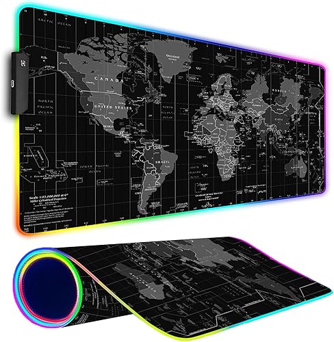 Miniatura 11 de Alfombrilla de mouse para juegos RGB, alfombrilla de mouse grande con luz LED, almohadilla de teclado para juegos, accesorios para escritorio, base