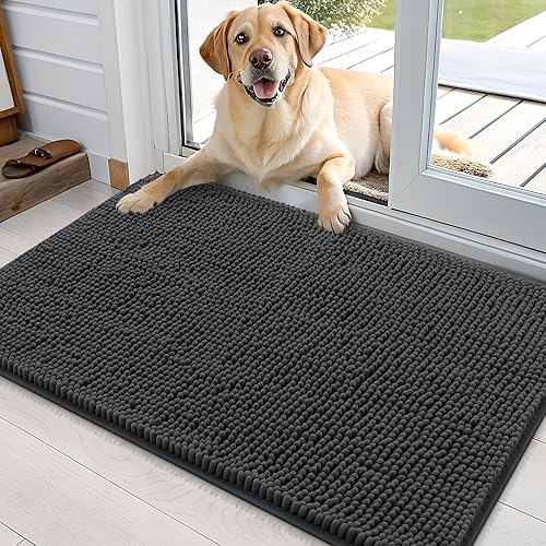 OLANLY Tapete para puerta de perro para patas fangosas, absorbe la humedad y la suciedad, absorbente, antideslizante, lavable, de microfibra de