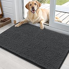 Muddy Mat® Original Dog Door Mat for Muddy Paws, Super Absorbent Microfiber, Non-Slip Washable Pet Rug, Quick Dry Chenille Entryway Carpet, Machine Washable Indoor Outdoor mat, Charcoal 24"x35"