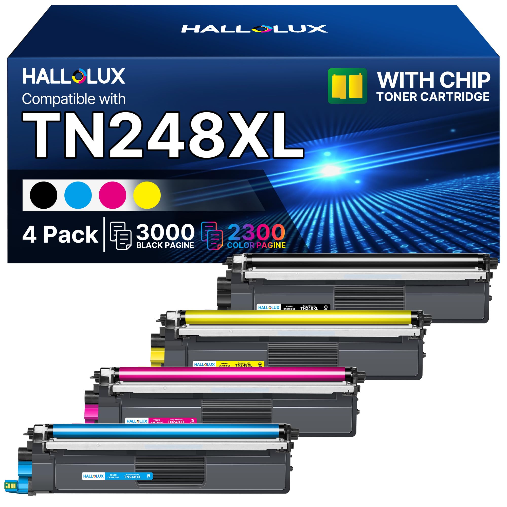 TN248XL MFC-L3740CDW TN 248 Toner Kompatibel für Brother MFC-L3740CDW Toner MFC-L3760CDW für Brother TN248 Toner Original TN-248 XL TN-248 DCP-L3560CDW DCP-L3520CDW HL-L3240CDW HL-L3220CWE (4er-Pack)