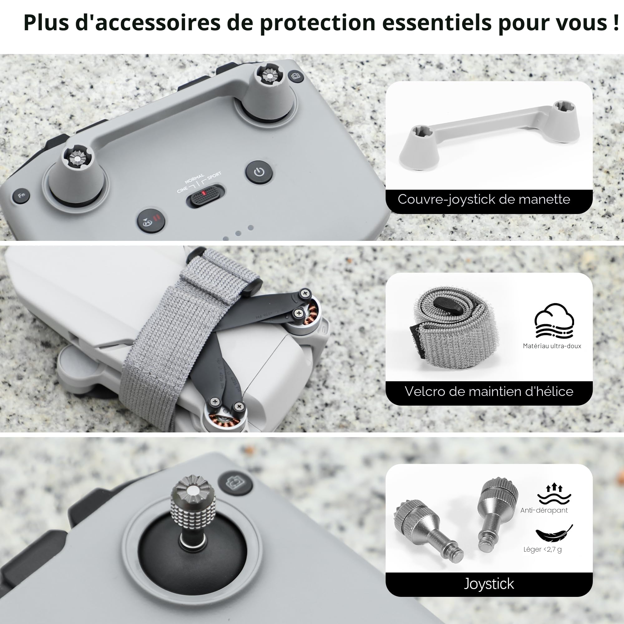 FPVtosky Mini 4K Étui Rigide, Sac de Transport pour DJI Mini 4K/ 2/2 SE Drone Accessoires avec 2 x Joysticks, 1 x Supports d'hélice et 1 x Protecteur de Joystick, Gris