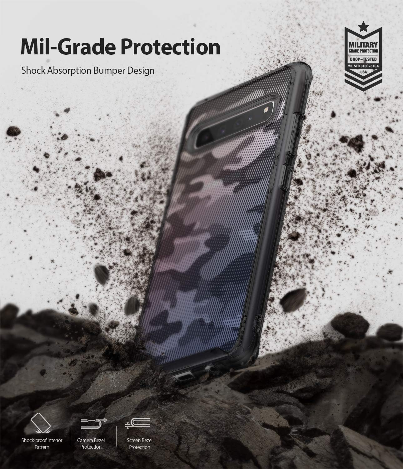 Ringke Fusion Designed DDP Compatible with Galaxy S10 5G Case Protective Cover 6.7" (2019) - Camo Black