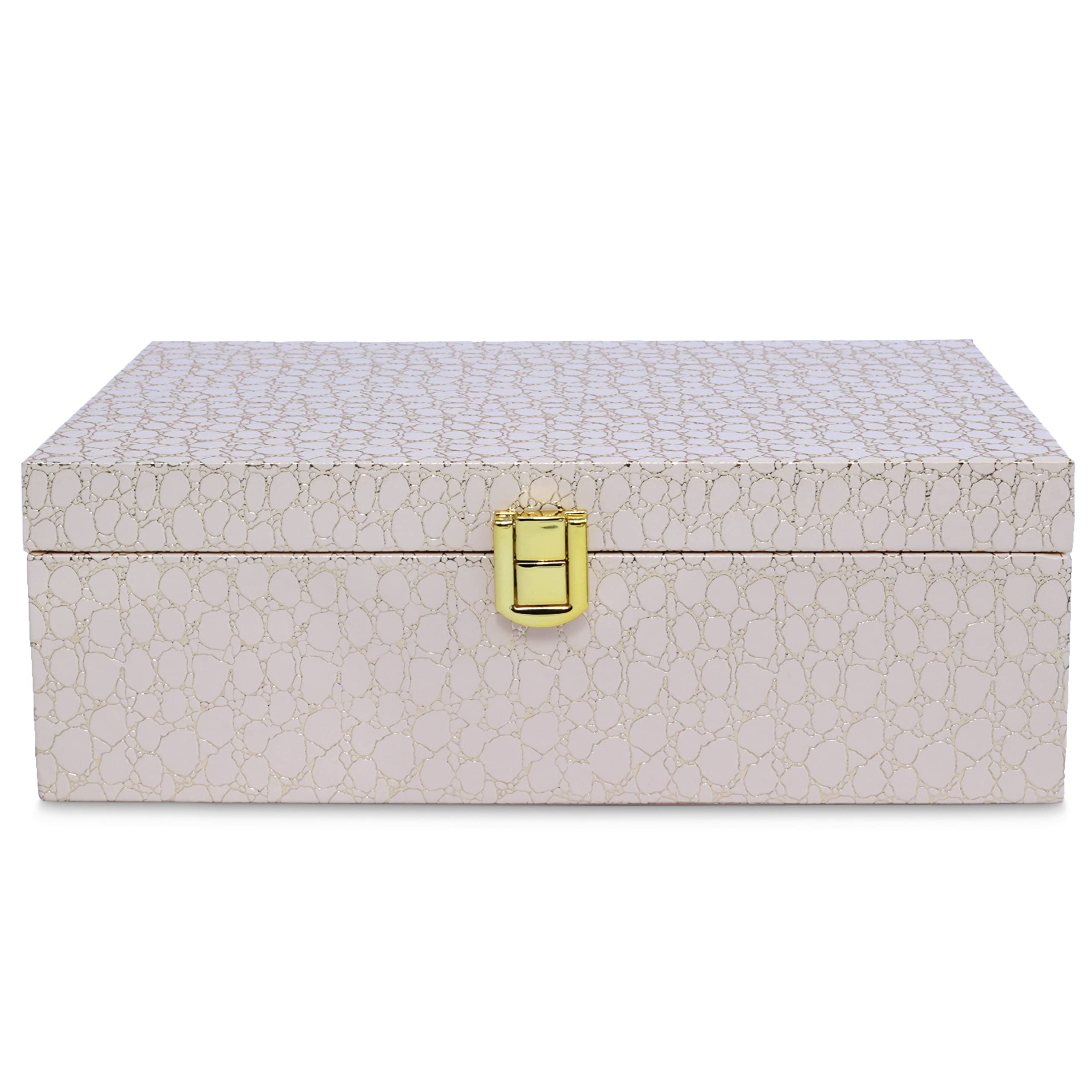 Craftworx MDF Boxes (White leatherite with golden embossing)