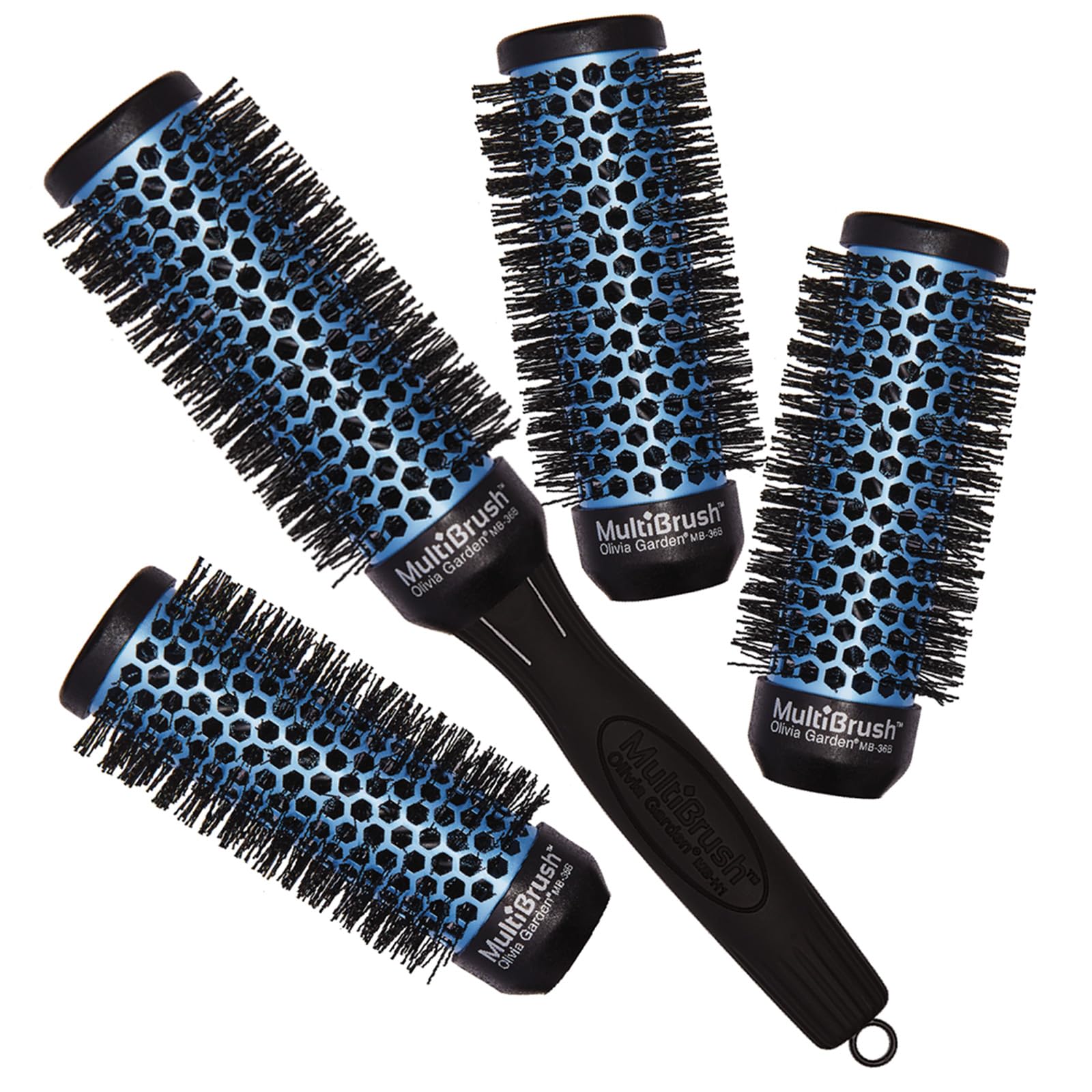 Olivia Garden Multi Brush 5 Pieace Kit Deal | One Handle 4 Barrels | The Brush That Gives You Options (56mm 2 1/8")