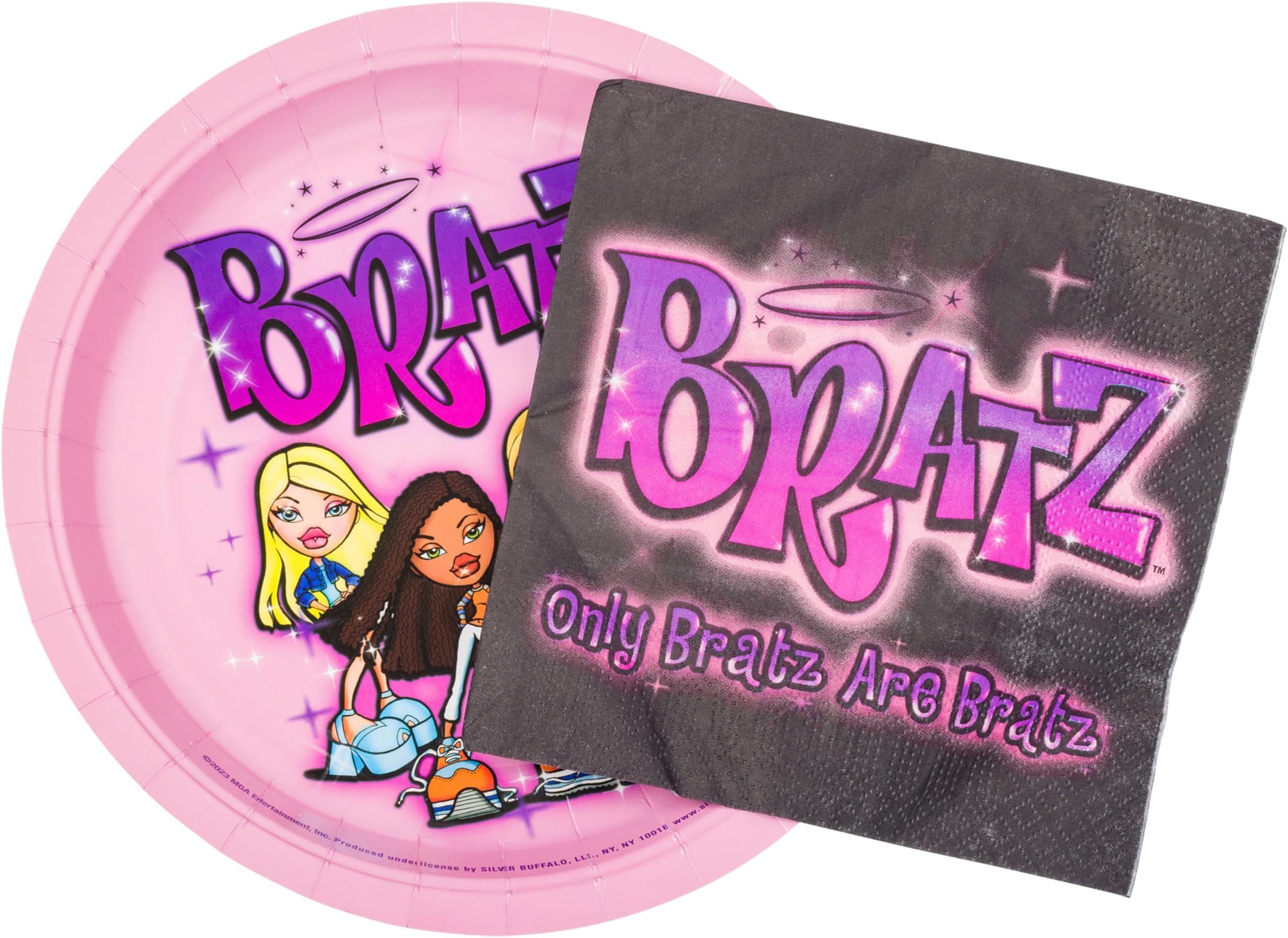 Silver Buffalo Bratz Airbrush Group 32ct Paper Napkin and Plate Party Pack