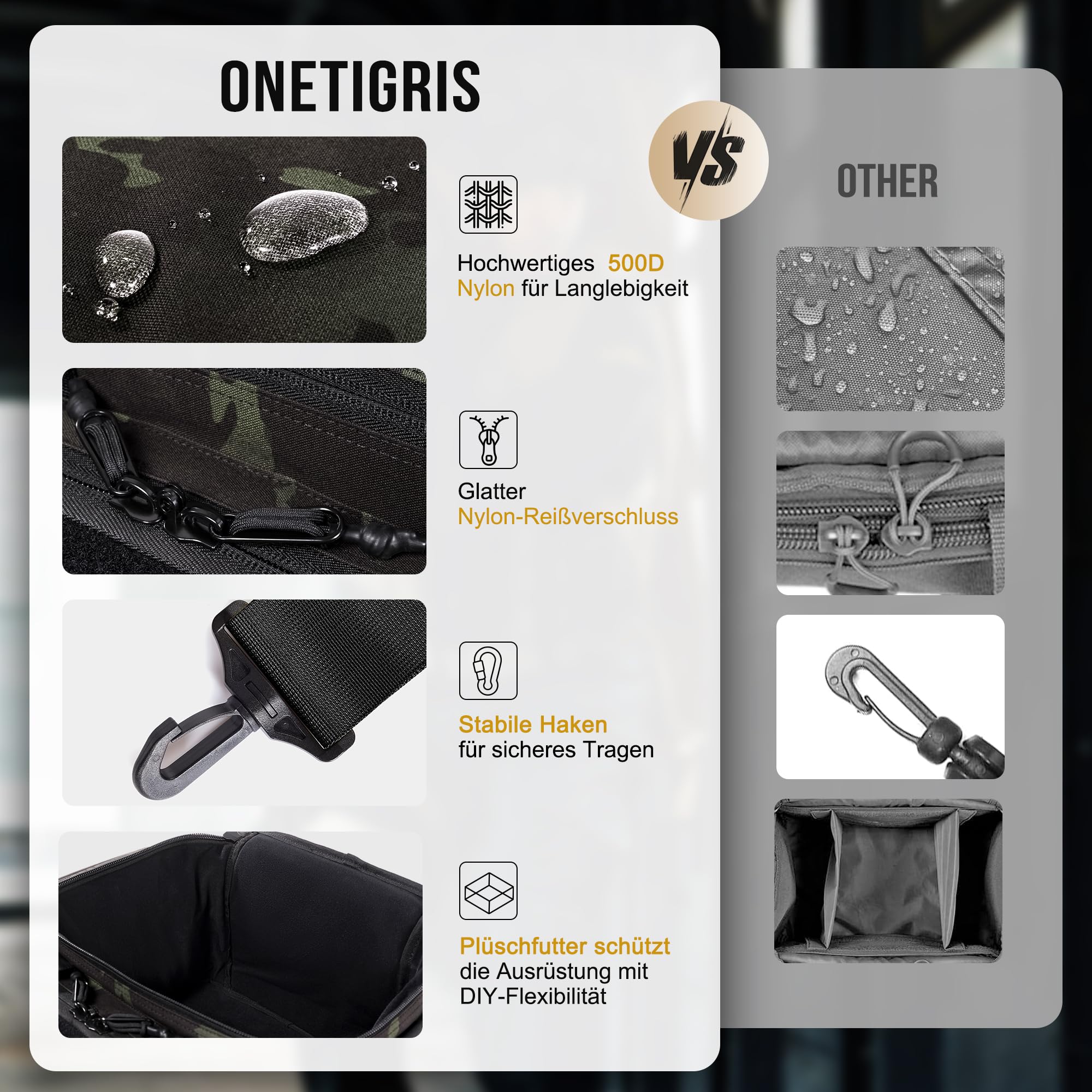 OneTigris Range Bag, torba policyjna, torba taktyczna, torba na broń do polowania, strzelnicy, wędkarstwa, wędrówek, aktywności na świeżym powietrzu, Camo czarny, 45cm x 25cm x 23cm, Sportowy