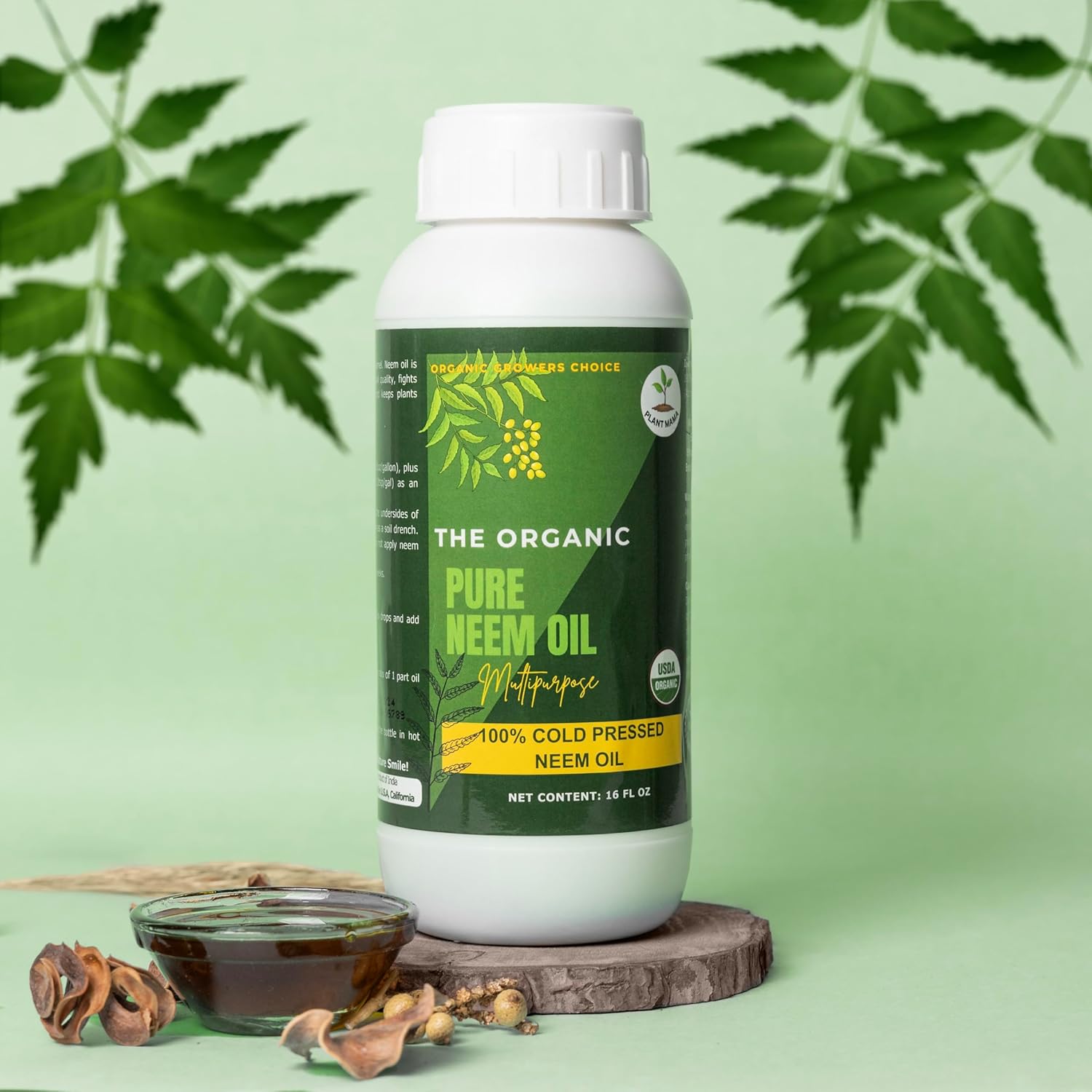 Organic 100% Cold Pressed Neem Oil (16 Fl Oz) - Pure Neem Oil for Hair, Skin, Nails, Pets, Indoor & Outdoor Plants & Garden - Unrefined, All Natural Concentrated, Mutlipurpose - Image 2