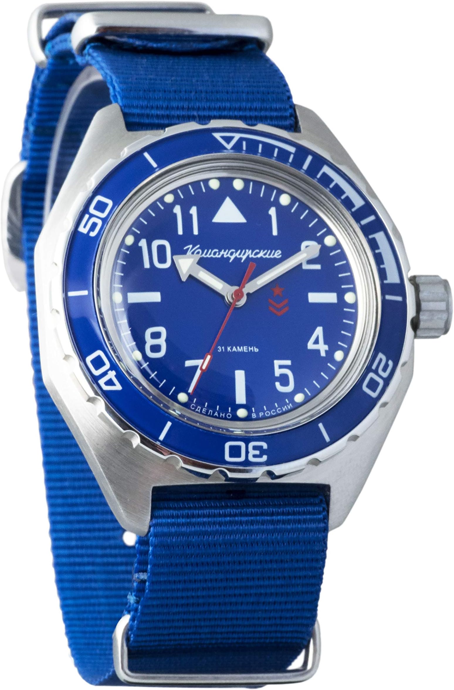 Vostok Komandirskie Mens Automatic Russian Military Wristwatch WR 200m (650852 Blue_o)