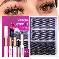 Vista 19 de Extensiones de pestañas individuales 120 pestañas en racimo para colocar en casa, pestañas finas con banda ancha y aplicador, kit de extensión