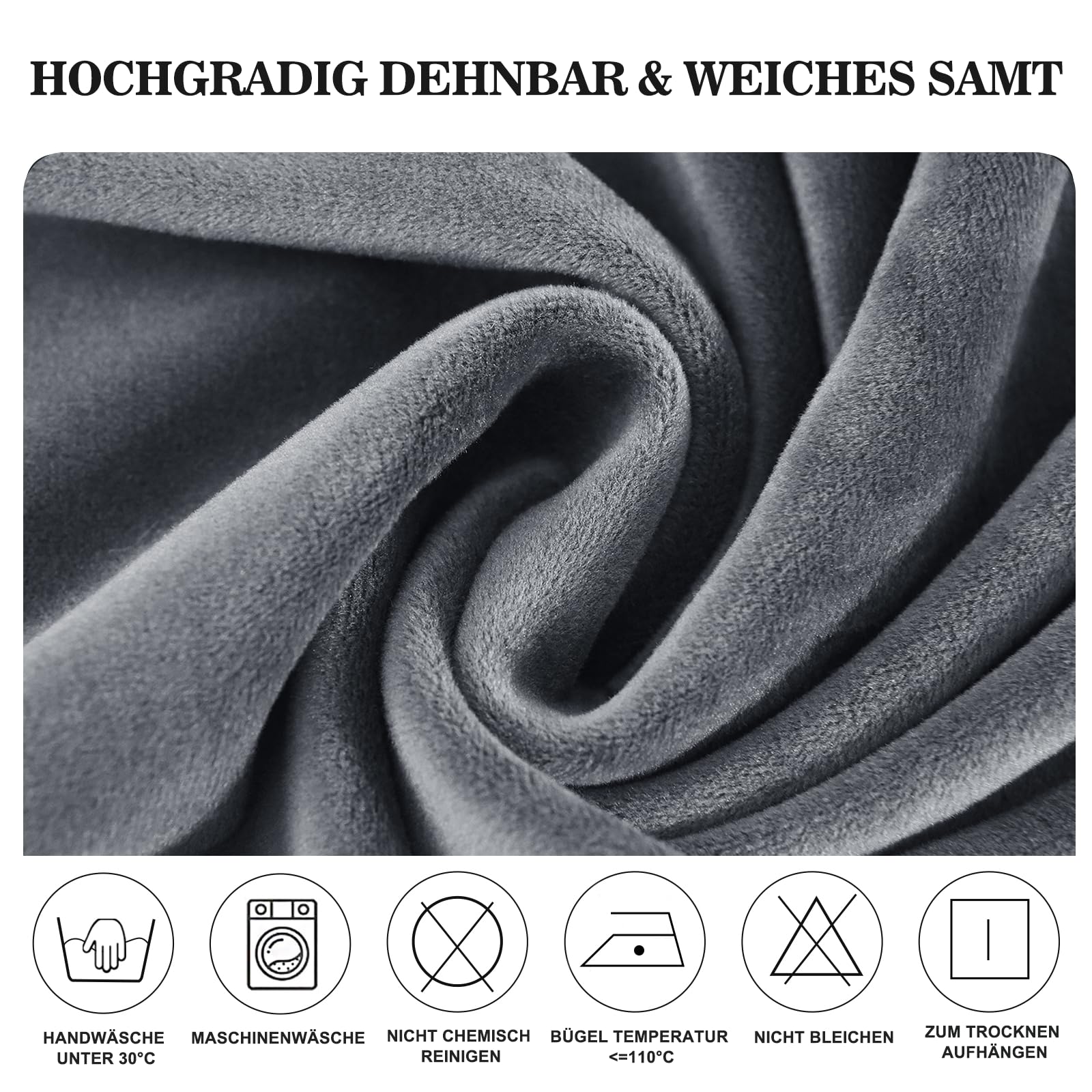 Alishomtll Coprisedia in velluto XL, set da 6 pezzi, universali, elasticizzati, per sedie basculanti, grandi e lavabili e rimovibili, per cucina, banchetti, matrimoni, feste (grigio, 6 pezzi)