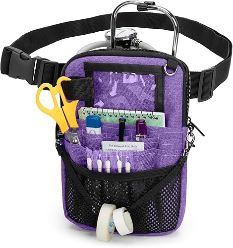 Miniatura 1 de Trunab Riñonera para enfermera con soporte para cinta y bolsillos para equipo médico, bolsa de almacenamiento de cintura de enfermera, con correa