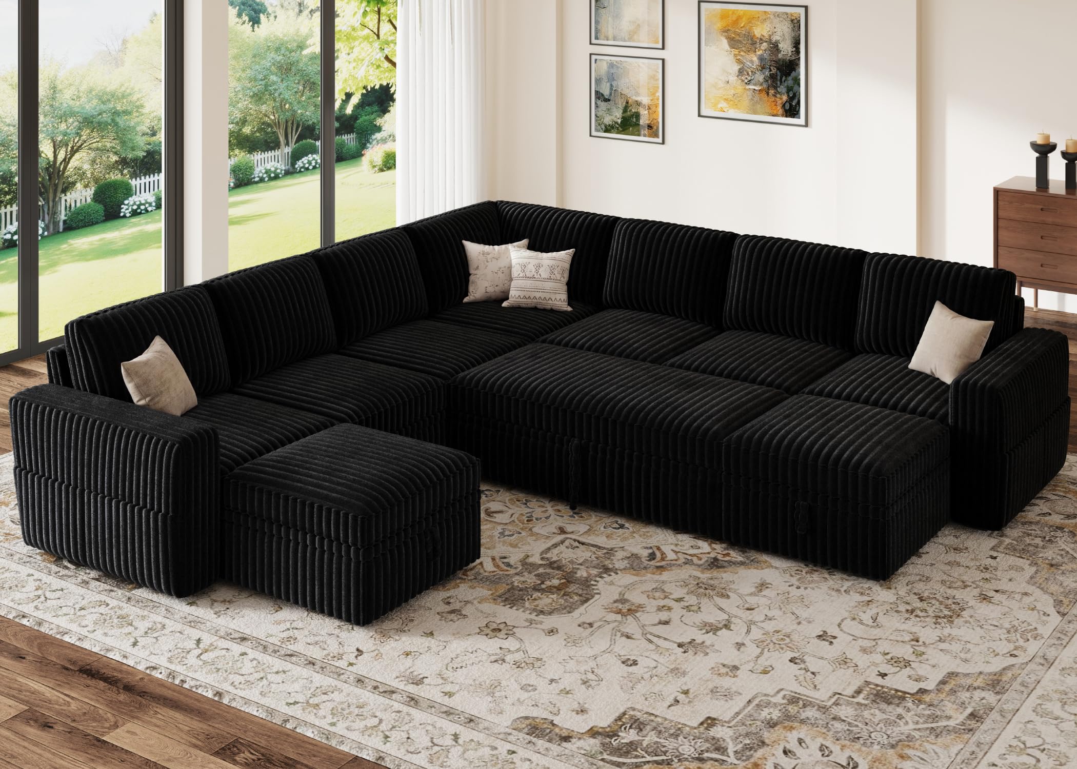 HONBAY Modular Sectional Sleeper Sofa with Pull Out Bed