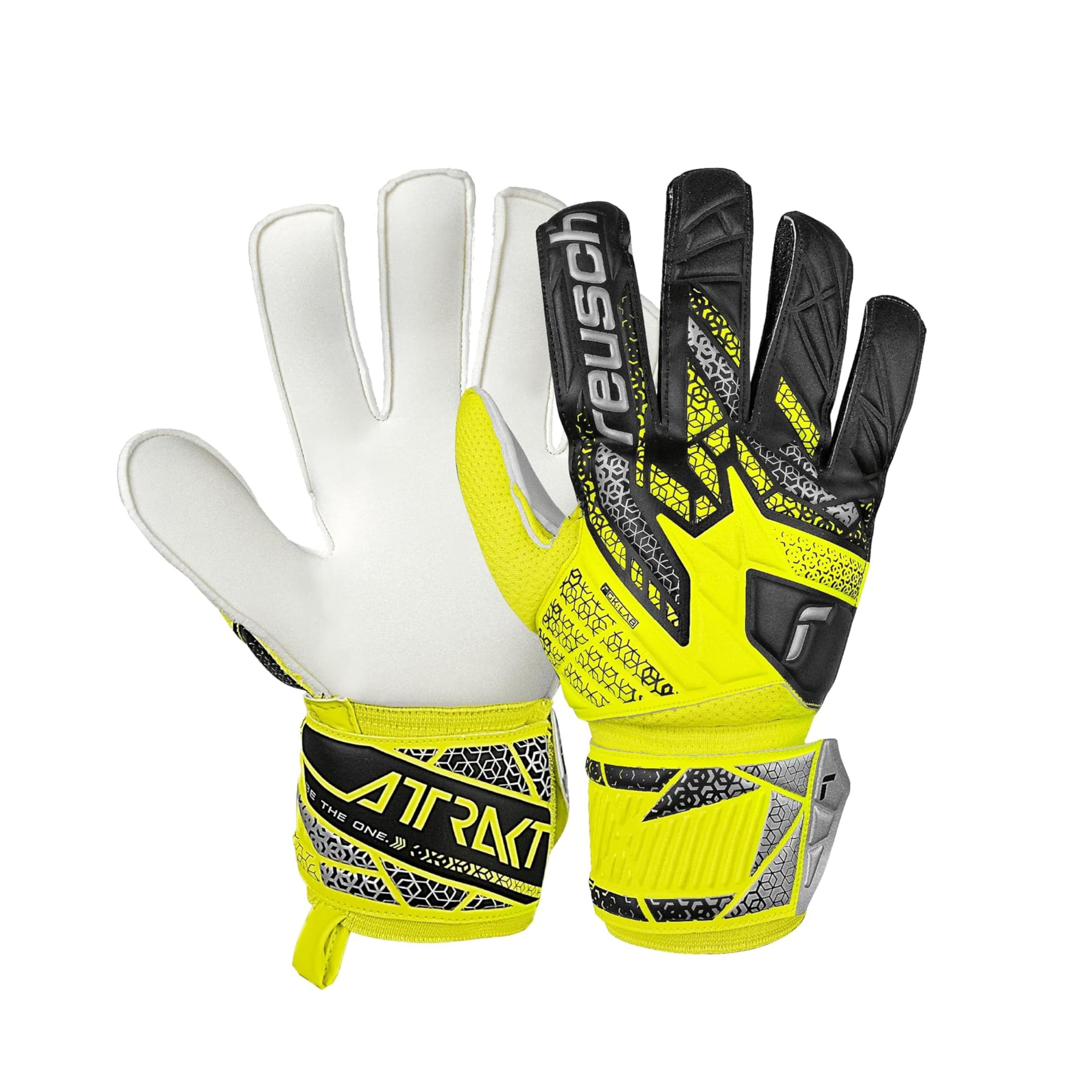 Reusch Attrakt Solid Finger Support Goalie Gloves, Soccer Goalkeeper Gloves, Flexible, Breathable, Durable, for Artificial Grass & Hard Surfaces,
