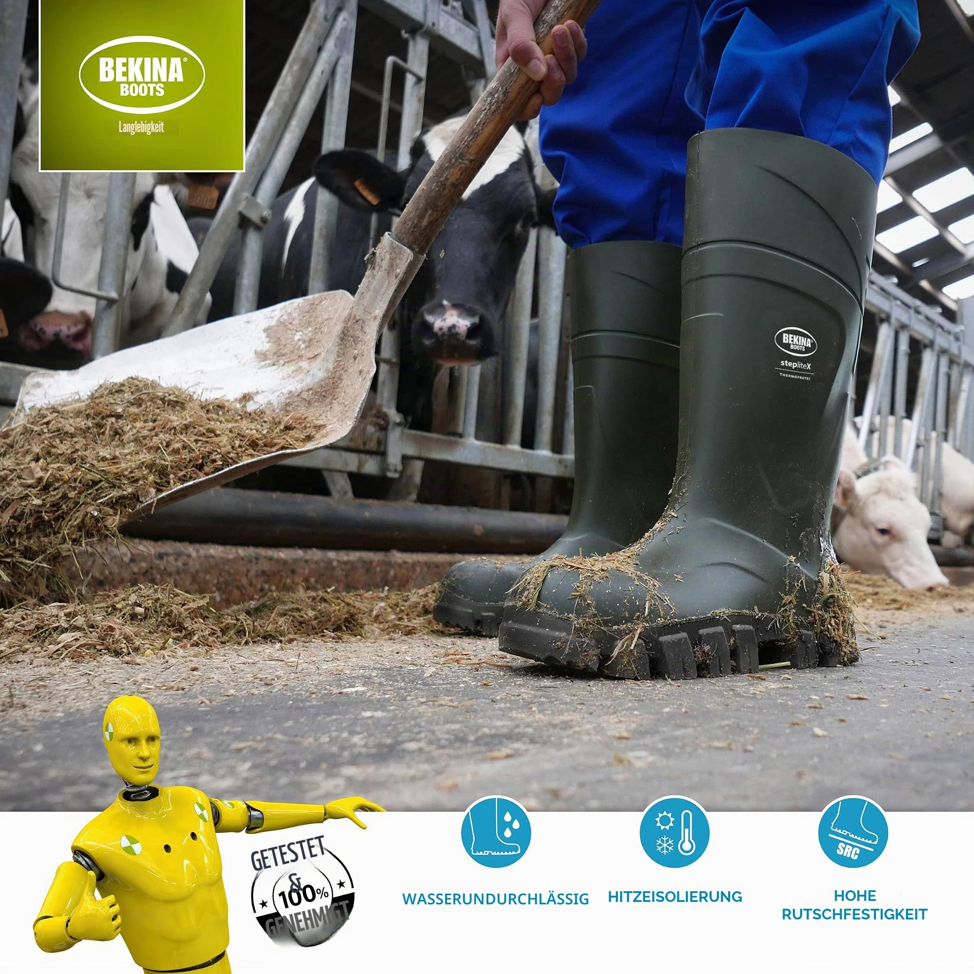 Steplite XCI S5 Robuste Sicherheitsstiefel für Herren und Damen, Sicherheitskappe und Sicherheitssohle, metallfrei, Arbeitsstiefel zum Angeln, leicht, rutschfest, Winterstiefel isolierend, grün, EU 44