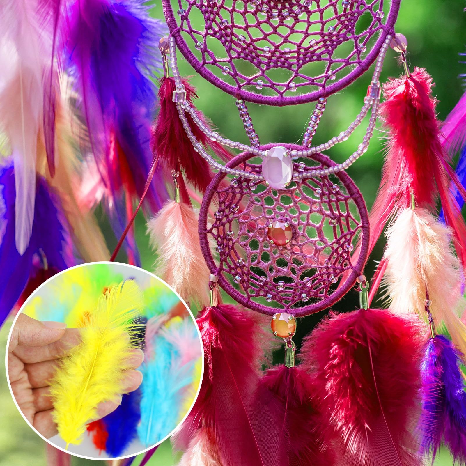 100 Plumes Colorées Naturelles - DIY Déco - Arc-en-ciel 6-12cm - Pour Chapeaux, Masques, Artisanat - Loisir Créatif