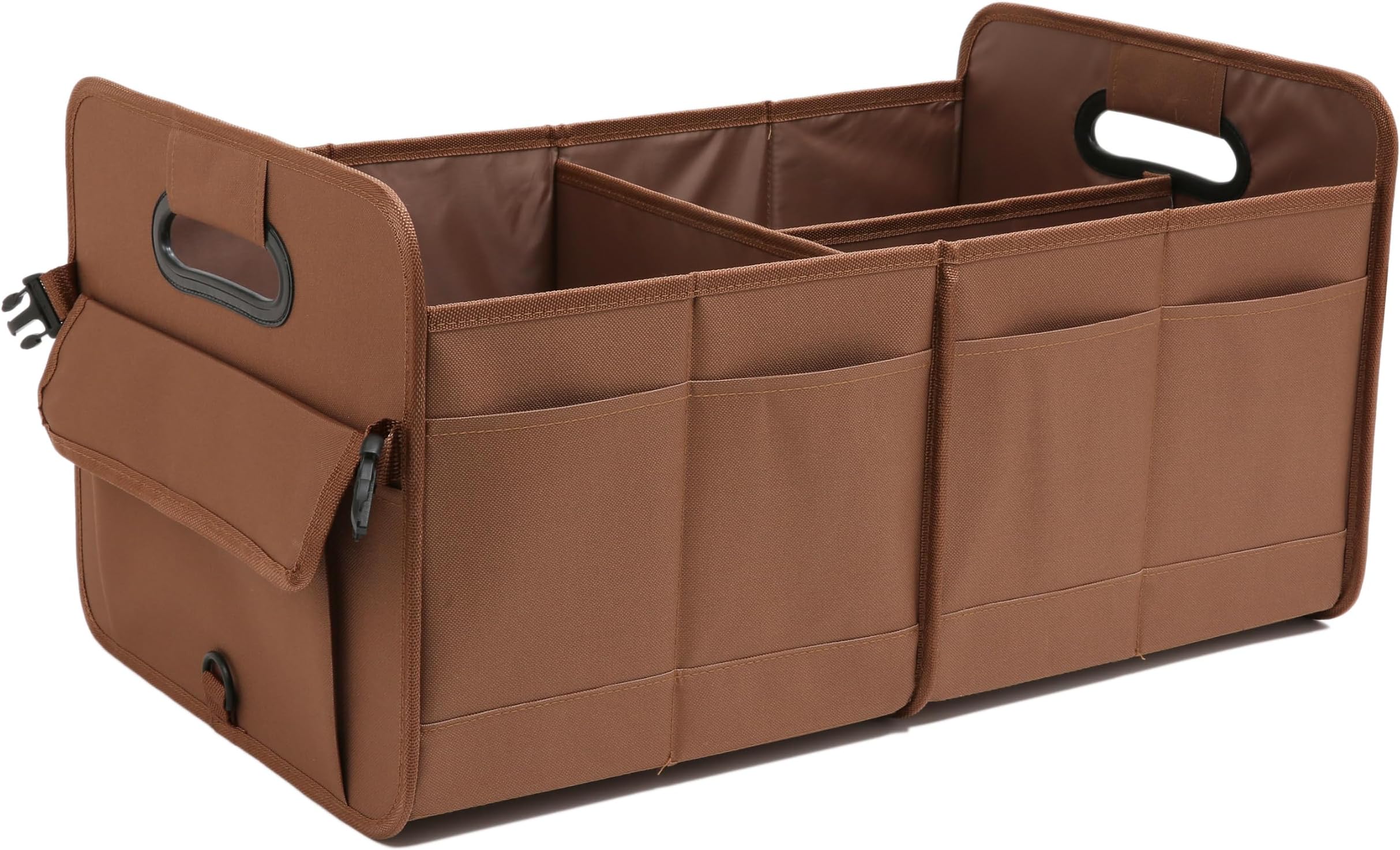 Car Trunk Organizer, Brown, Foldable, Non-slip, Adjustable, Multiple Compartments, 600D Oxford Cloth Material