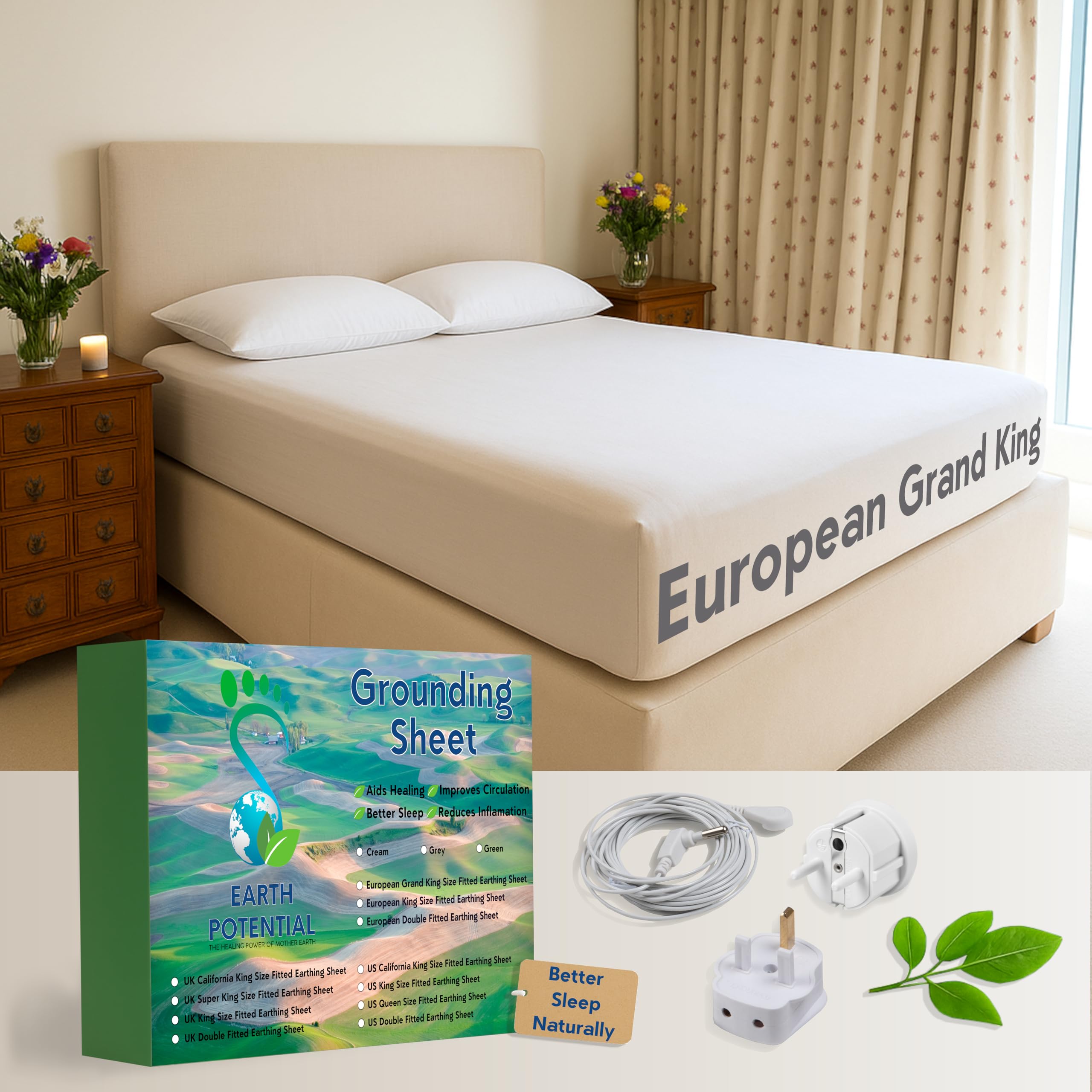 Lenzuolo Con Angoli Earth Grounding King Size - 12% Argento, Seta E Cotone Biologico Per Un Sonno Rigenerante (Beige)