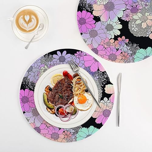 Miniatura 4 de Black Purple Pink Cartoon Daisy Trivet Mat 3 Pcs Heat Resistant Hot Pads for Hot Pots and Pans Trivet Hot Pad for Cooking Pot Halloween Decor 15inch
