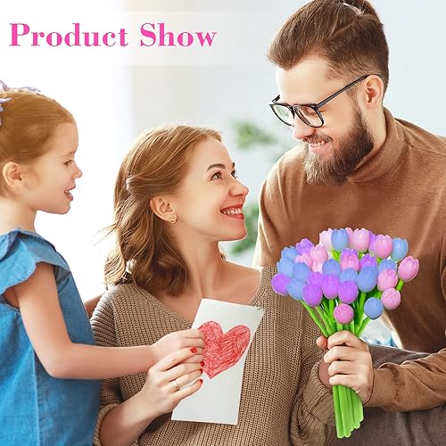 Miniatura 5 de Paquete de 36 bolígrafos de flores que cambian de color, bolígrafos creativos con diseño de plantas con tulipán, divertidos, regalos para el día de