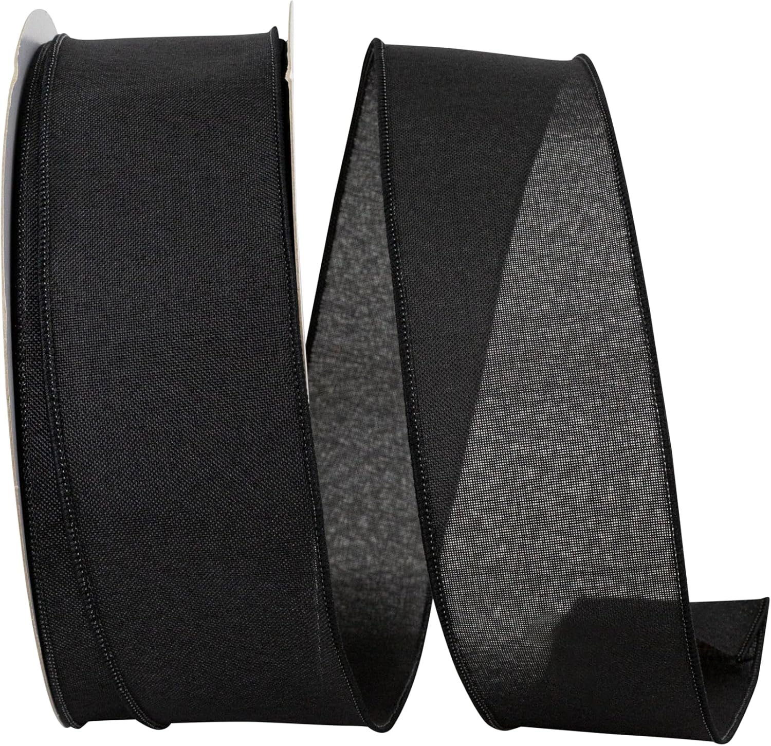 Reliant Ribbon 92573W-031-40K Everyday Linen Value Wired Edge Ribbon, 2-1/2 Inch X 50 Yards, Black