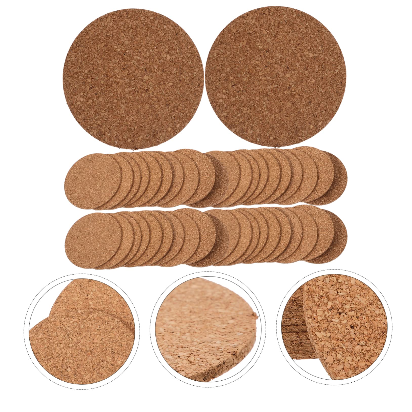 PRETYZOOM sous-Verres et Résistants Lot de 100 Ronds Surface Lisse en Liège Faciles à Nettoyer, Antidérapants Maison