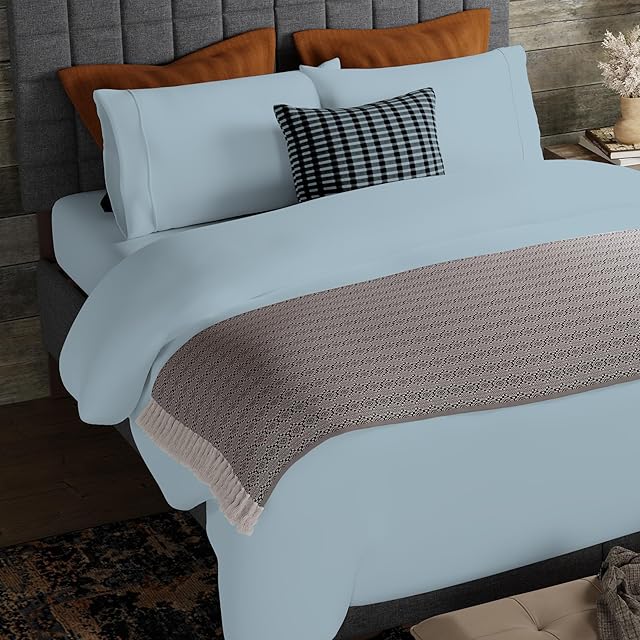 Purity Home 100% Cotton King Size Duvet Cover Sets Aqua, 300 Thread Count Organic & Eco-Friendly 3pcs King Bed Set, Percale Weave, 230 x 220 cm Quilt Covers King with Button Closure