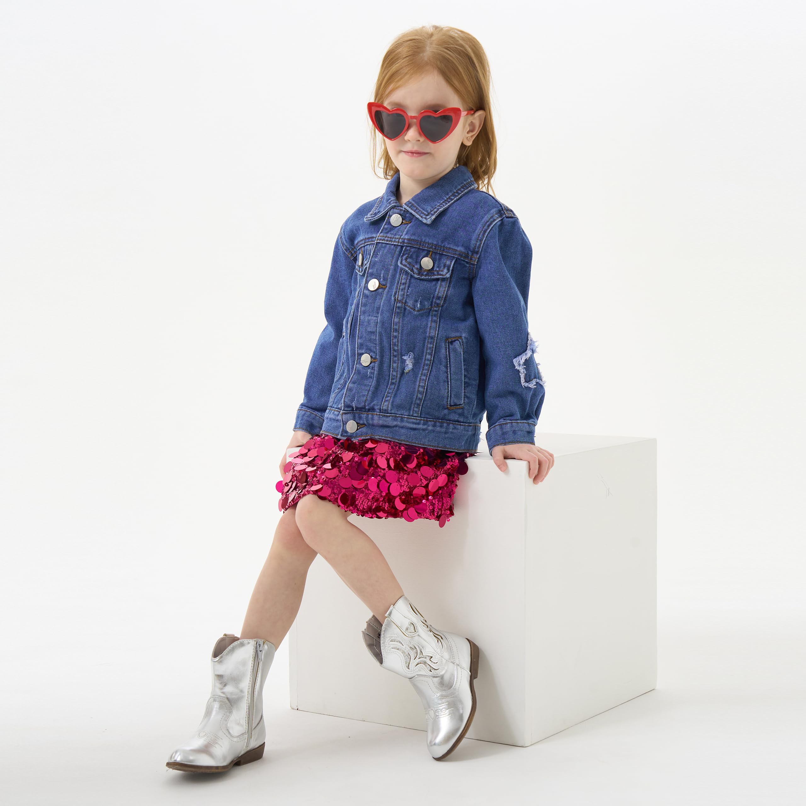 Miipat Chaqueta Vaquera Niñas Pequeñas de Manga Larga con Botones Chaquetas de Mezclilla para Niña Bebé Chaqueta de Vaquera Casual para Niña Pequeña