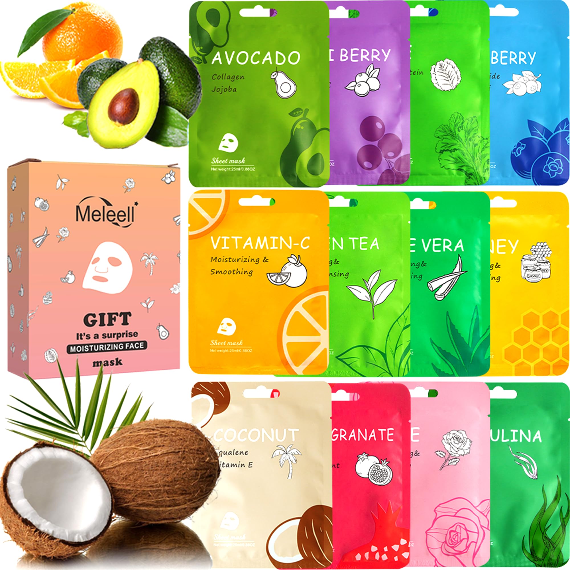 Amazon.com : Meleell 12 Pack Collagen Face Masks Skincare Bulk