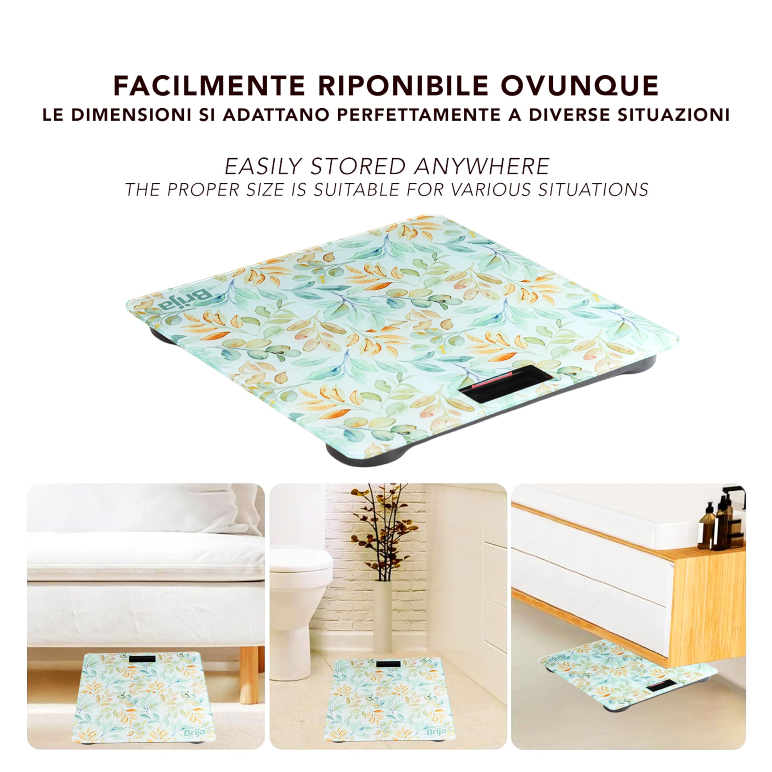IPEA Bilancia Pesa Persone Digitale Ultra Sottile - [ Tecnologia STEP ON ] - Massima Precisione Peso - Design Floreale - Bilancia in Vetro Temperato con Display misurazione precisa 0,1 KG - Max 180Kg
