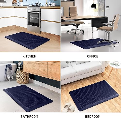 Vista 71 de HappyTrends - Tapete acolchado antifatiga de 17.3 x 28 pulgadas, grueso, impermeable, antideslizante, resistente, ergonómico, cómodo, para cocina