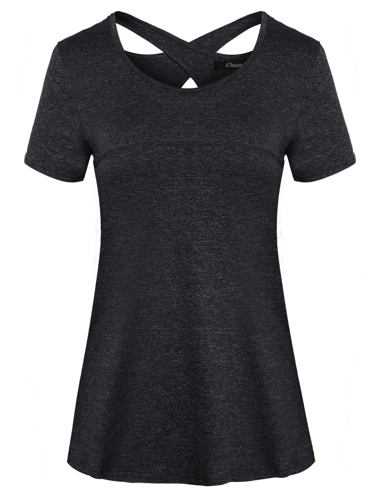 iClosam Womens Gym Tops Short Sleeve Yoga T Shirt for Women Running Athletic Clothes Wear Casual Tunic Workout Top