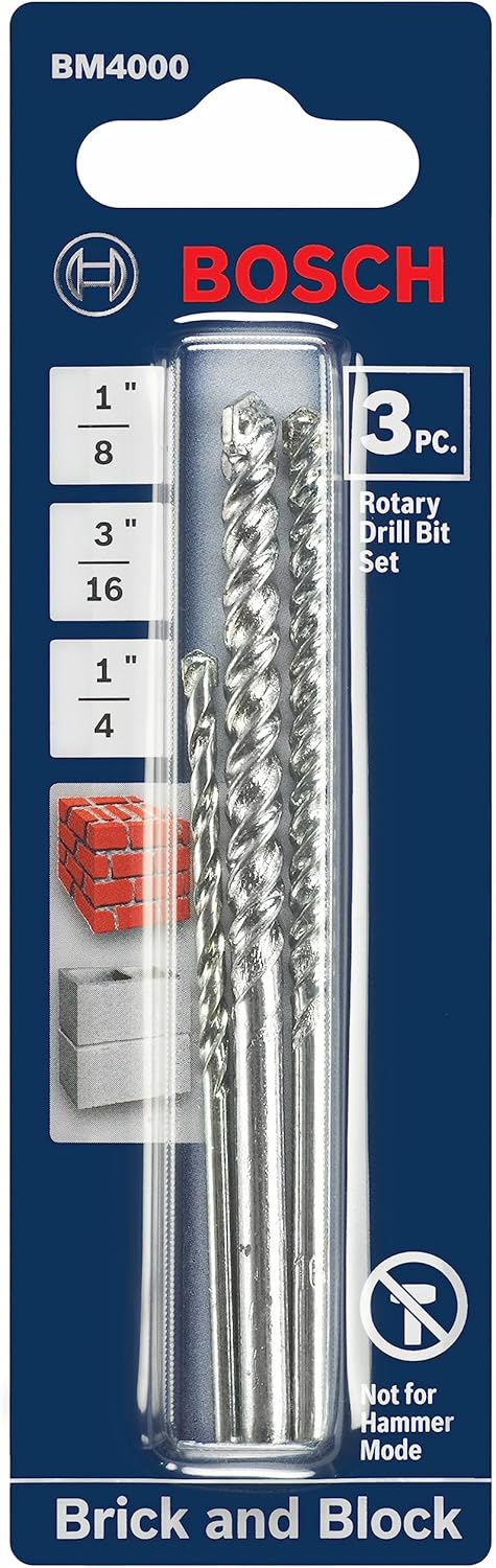 Bosch BM4000 3 Piece Rotary Masonry Drill Bit Set