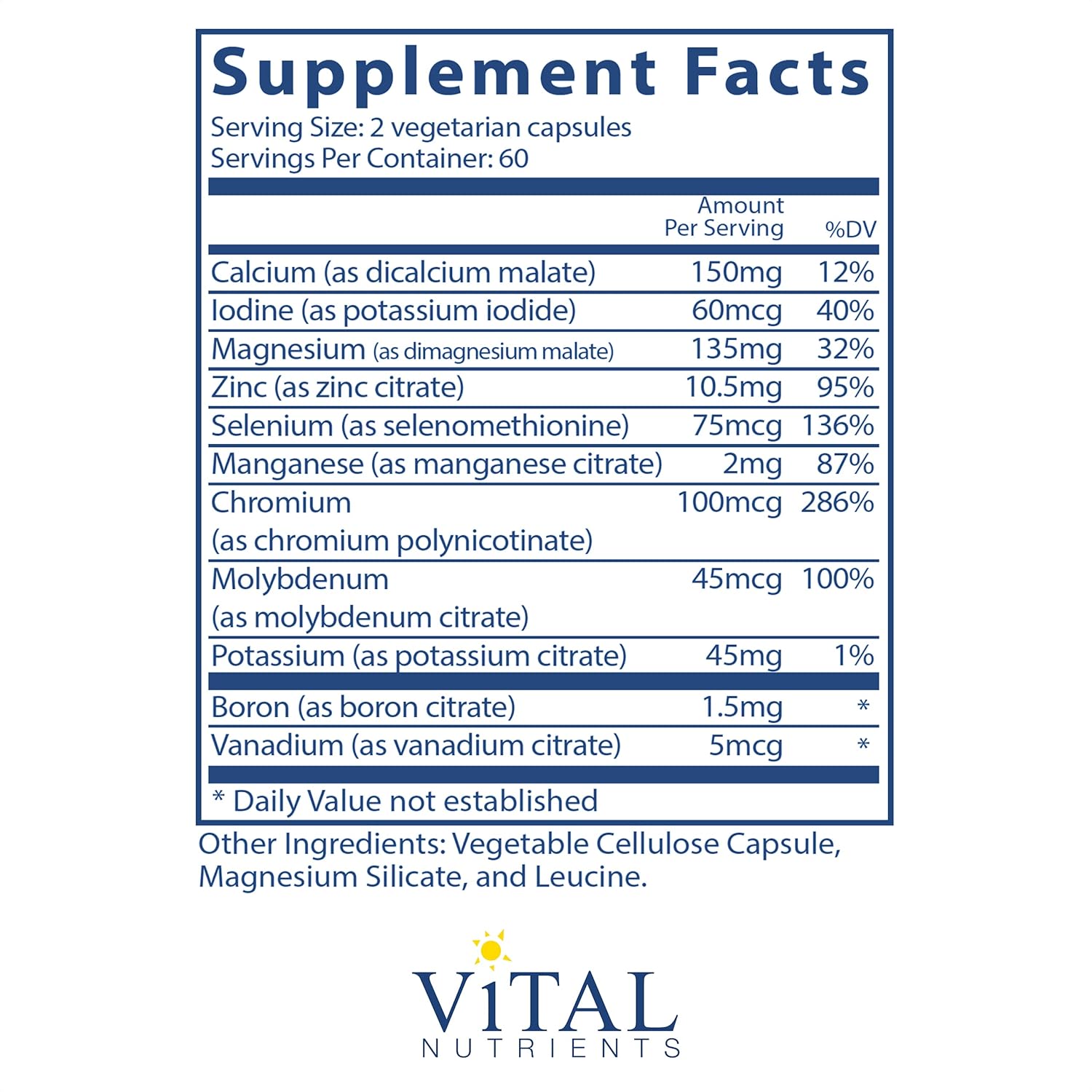 Vital Nutrients - Multi-Minerals - Citrate/Malate Formula (No Copper or Iron) - High Potency Gentle Formula with High Nutritional Value - 120 Vegetarian Capsules per Bottle: Health & Personal Care