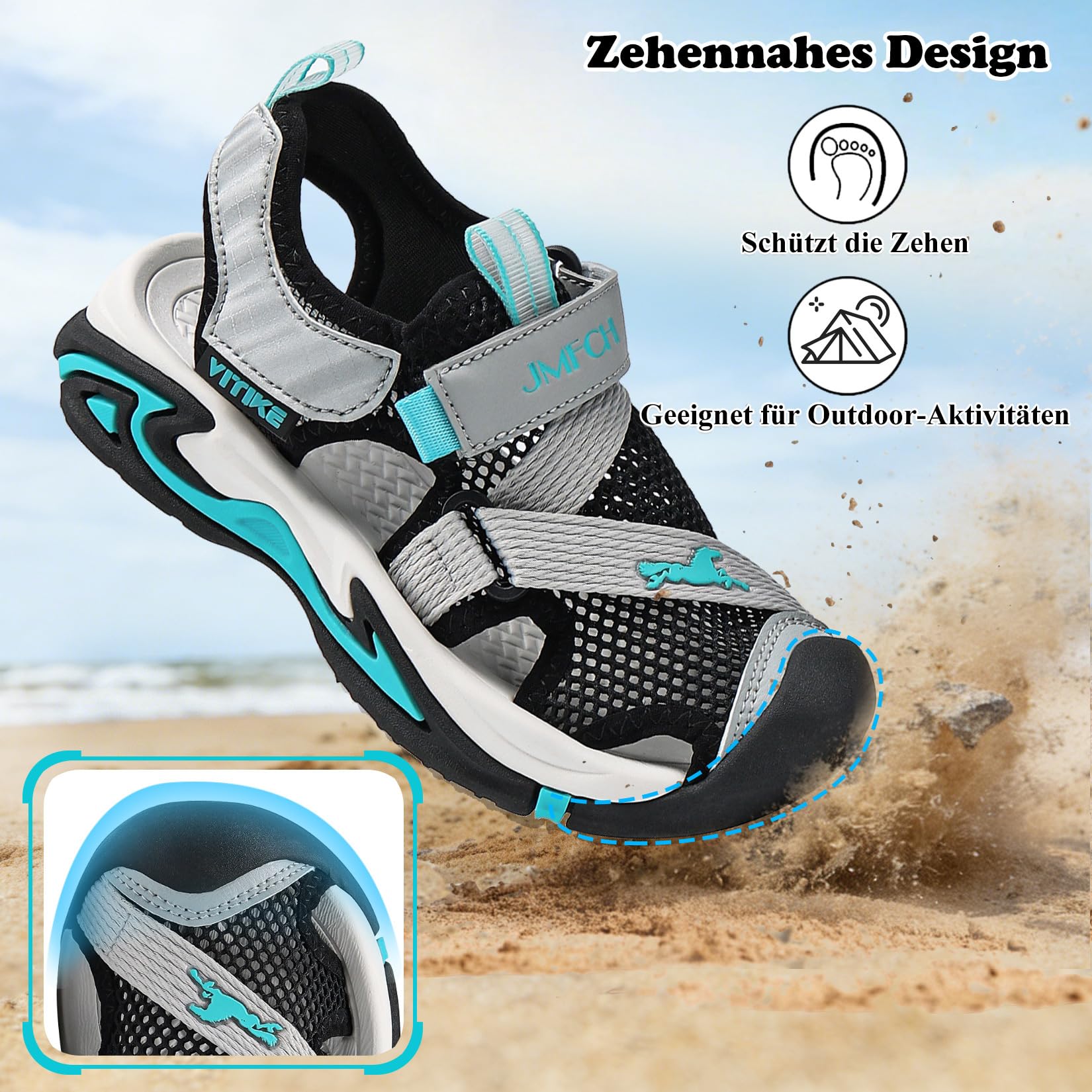 JMFCHI Sandalen Jungen Trekkingsandalen Kindersandale Geschlossene Mädchen Sommerschuhe Rutschfest Outdoor Sportsandalen